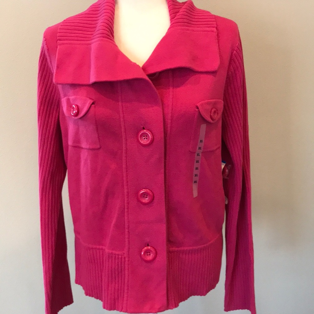 NWT Jones New York Sport XL Button Cable Cardigan